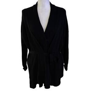 Brunello Cucinelli Size S Tie Waist Cardigan Sweater Layered Black Ribbed